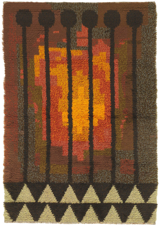 ​4 x 6 Birgitta Salenius Vintage Swedish Rya Rug 78510