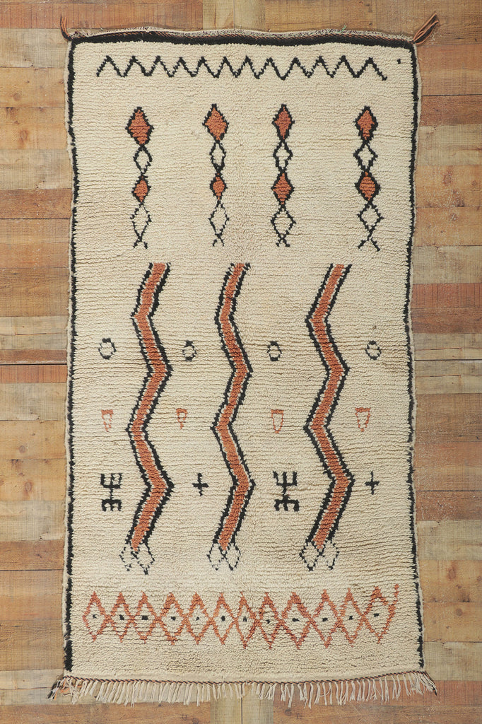 4 x 7 Vintage Moroccan Beni Ourain Rug 78401