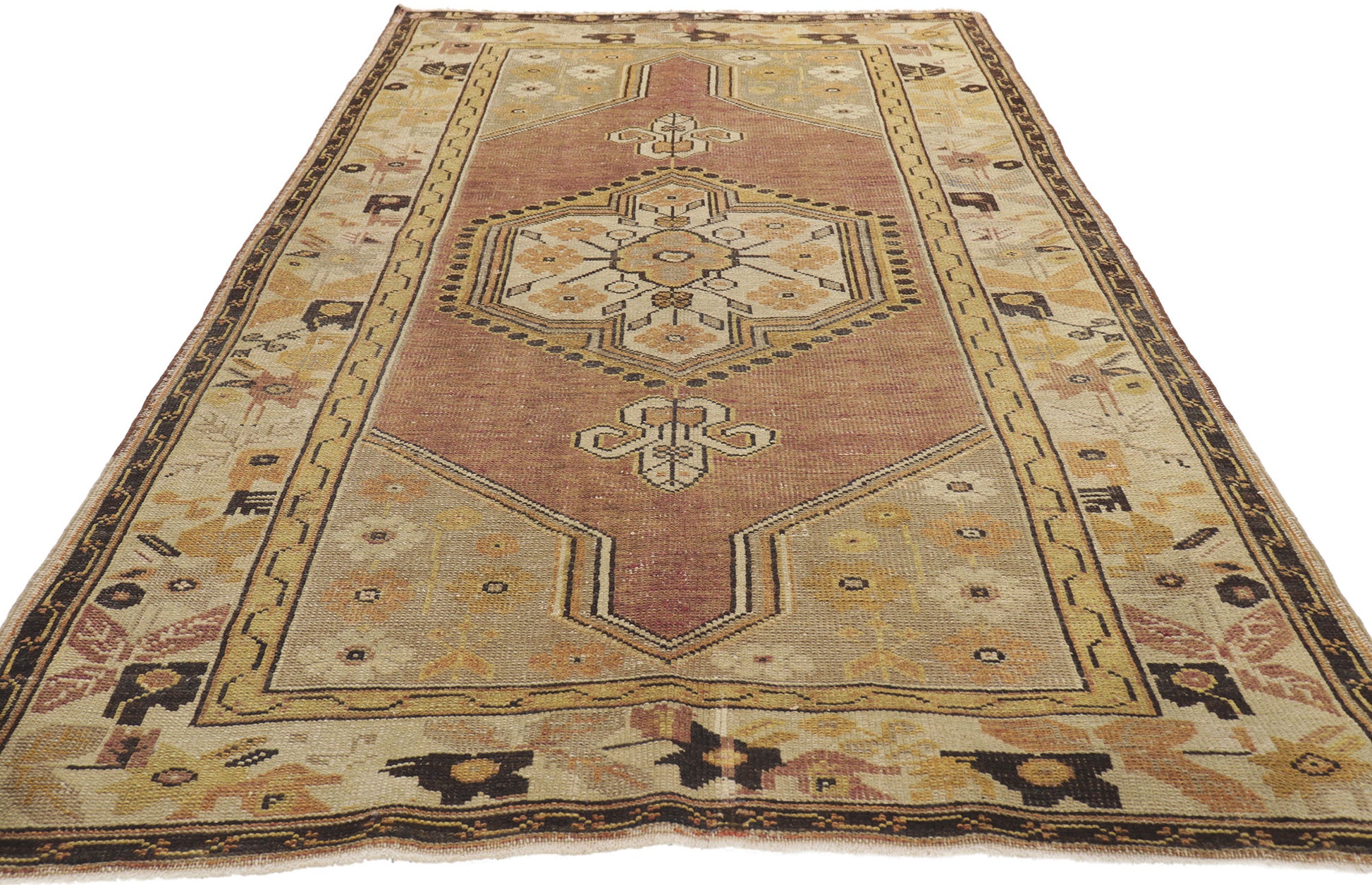 4 x 8 Vintage Turkish Oushak Rug 73598