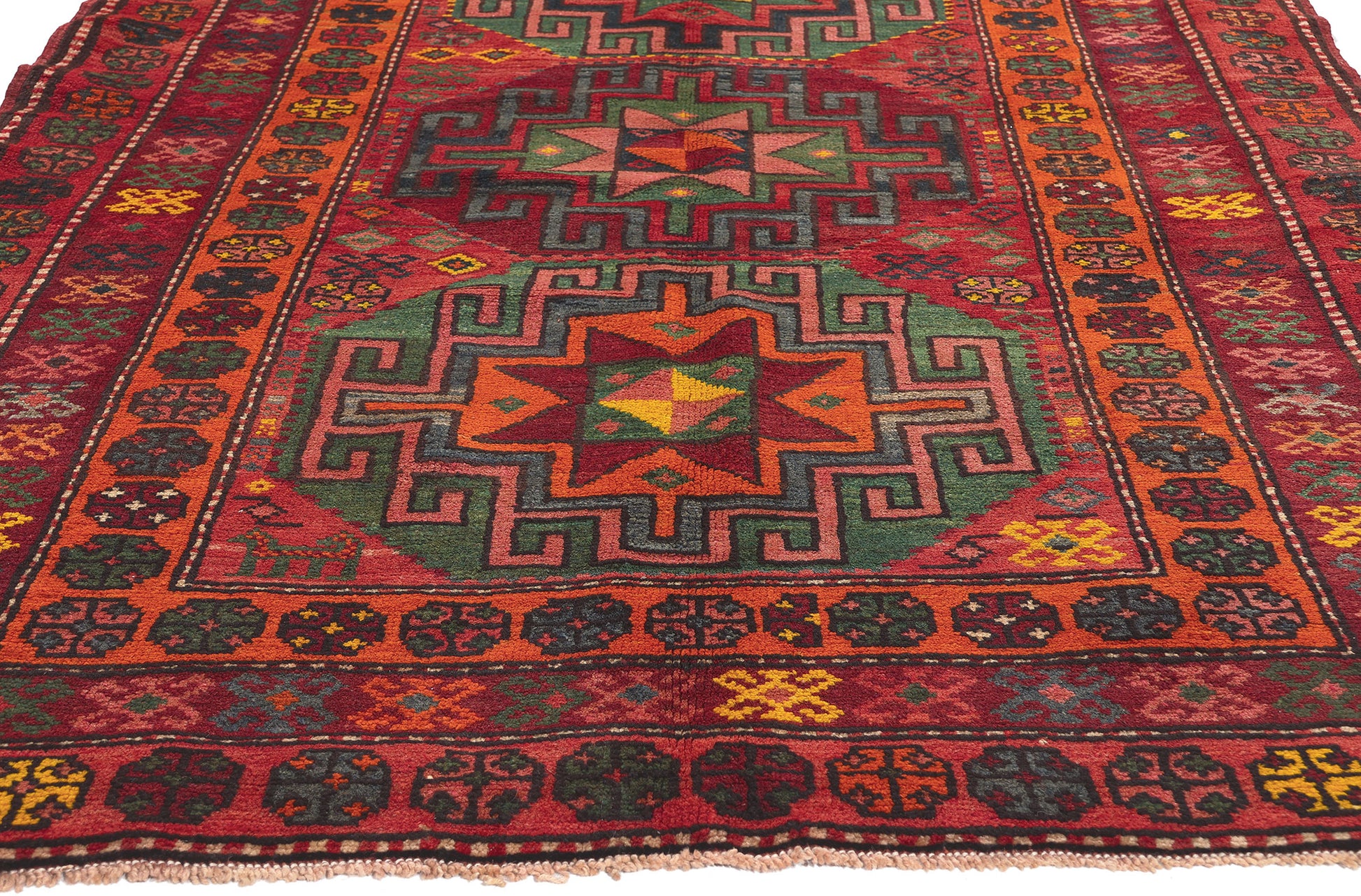 4 x 10 Vintage Kazak Afghan Rug 61235