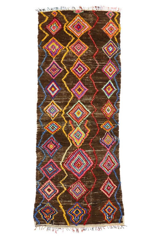 4 x 11 Vintage Brown Boujad Moroccan Rug 20060