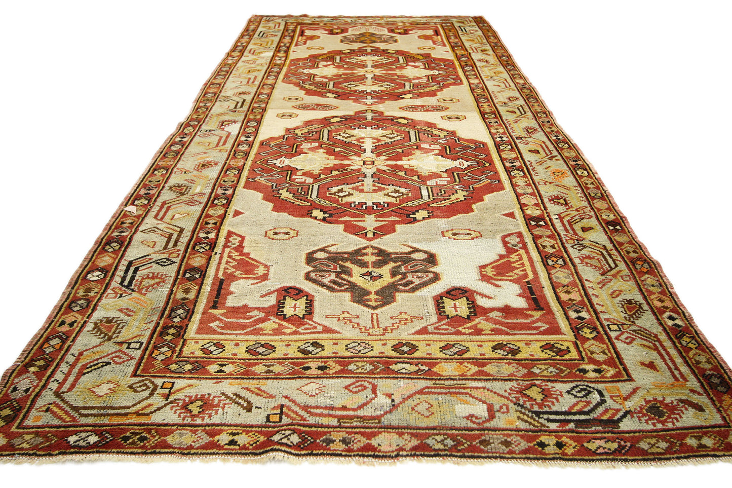 4 x 11 Vintage Turkish Oushak Rug 73769