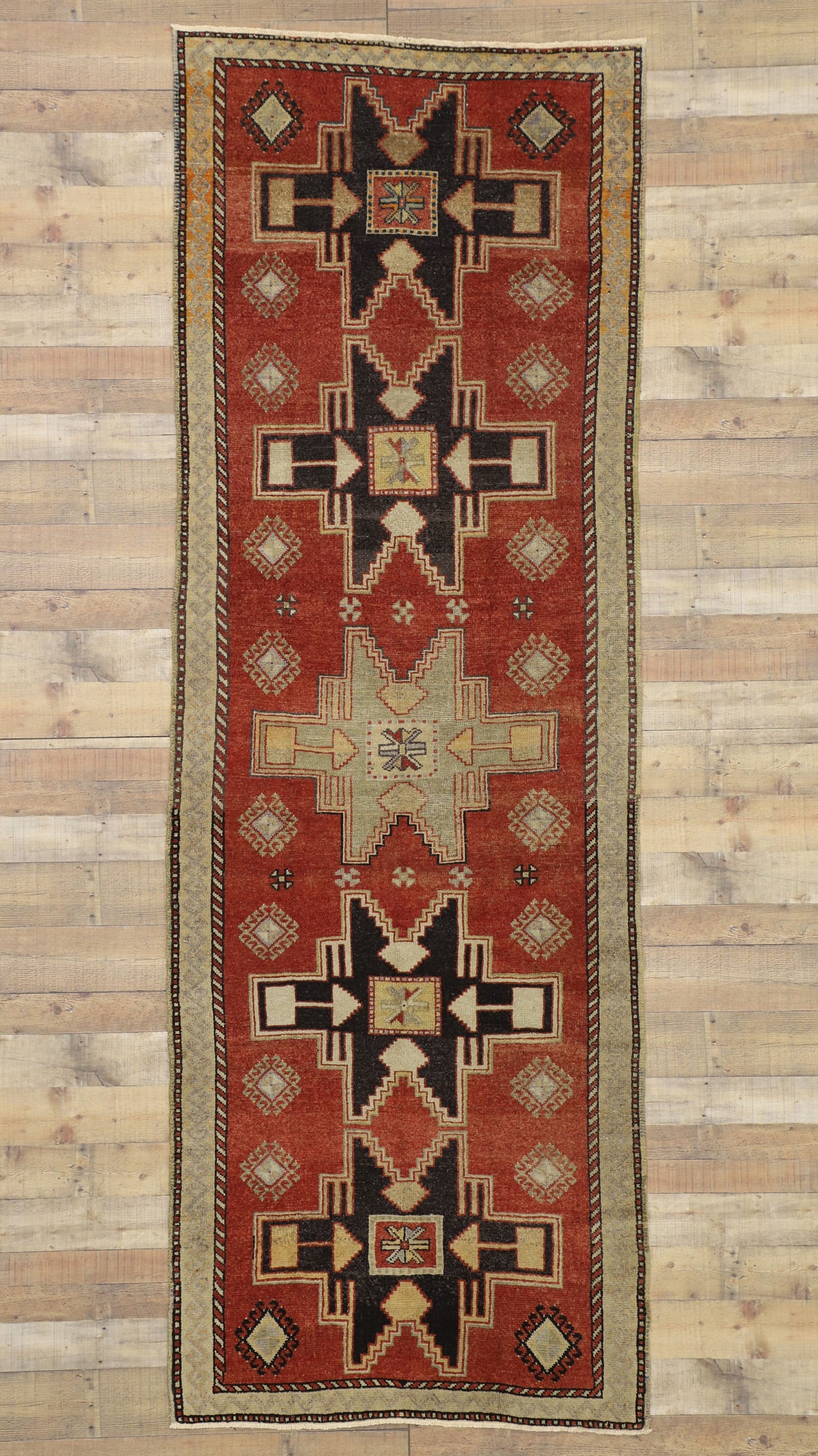 4 x 11 Vintage Turkish Oushak Runner 52389