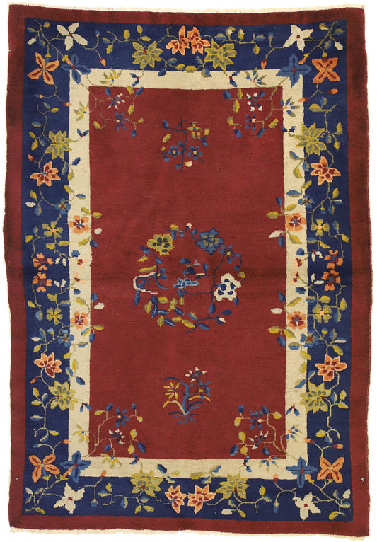 4 x 6 Antique Chinese Art Deco Rug 72233