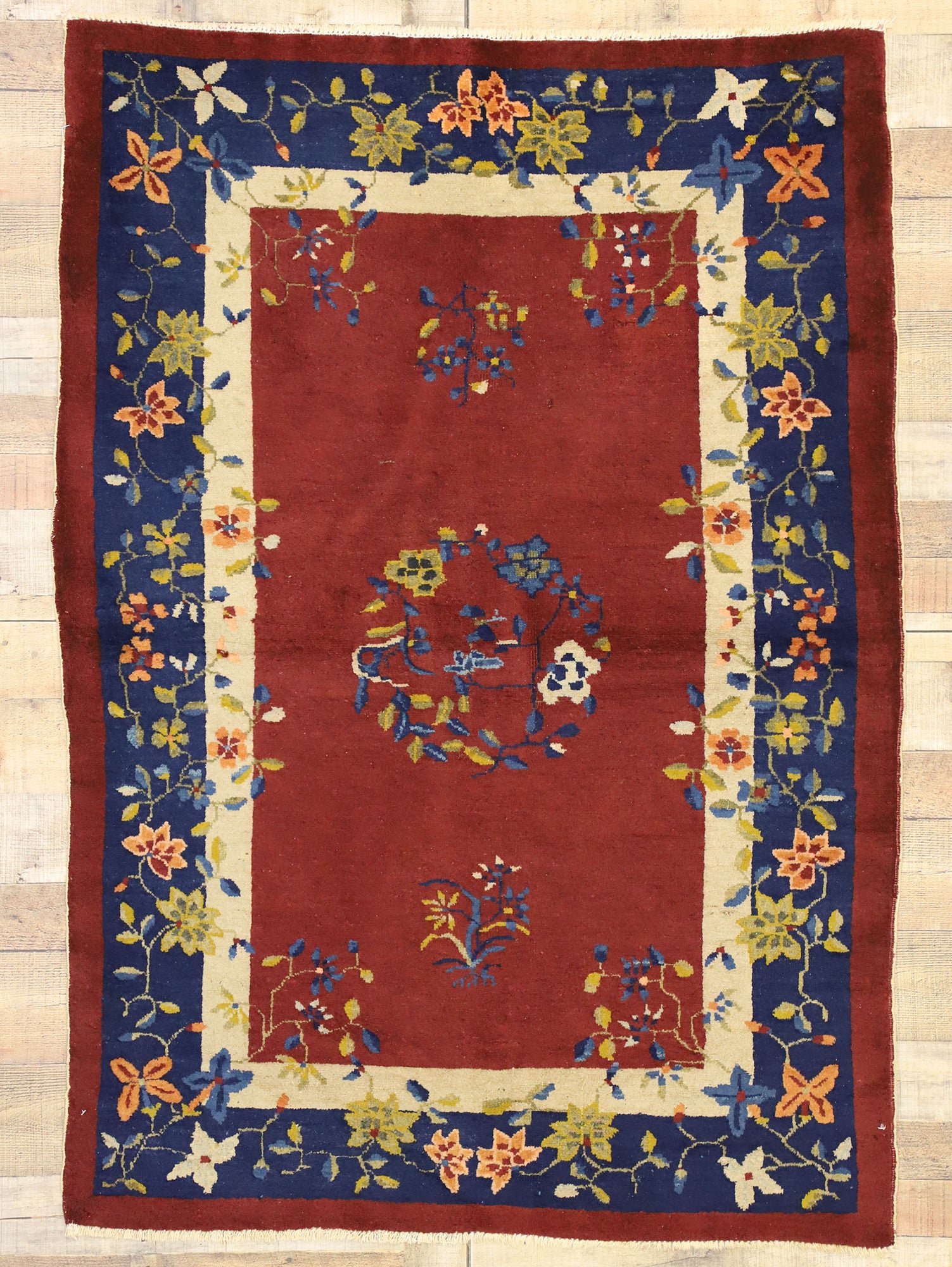 4 x 6 Antique Chinese Art Deco Rug 72233