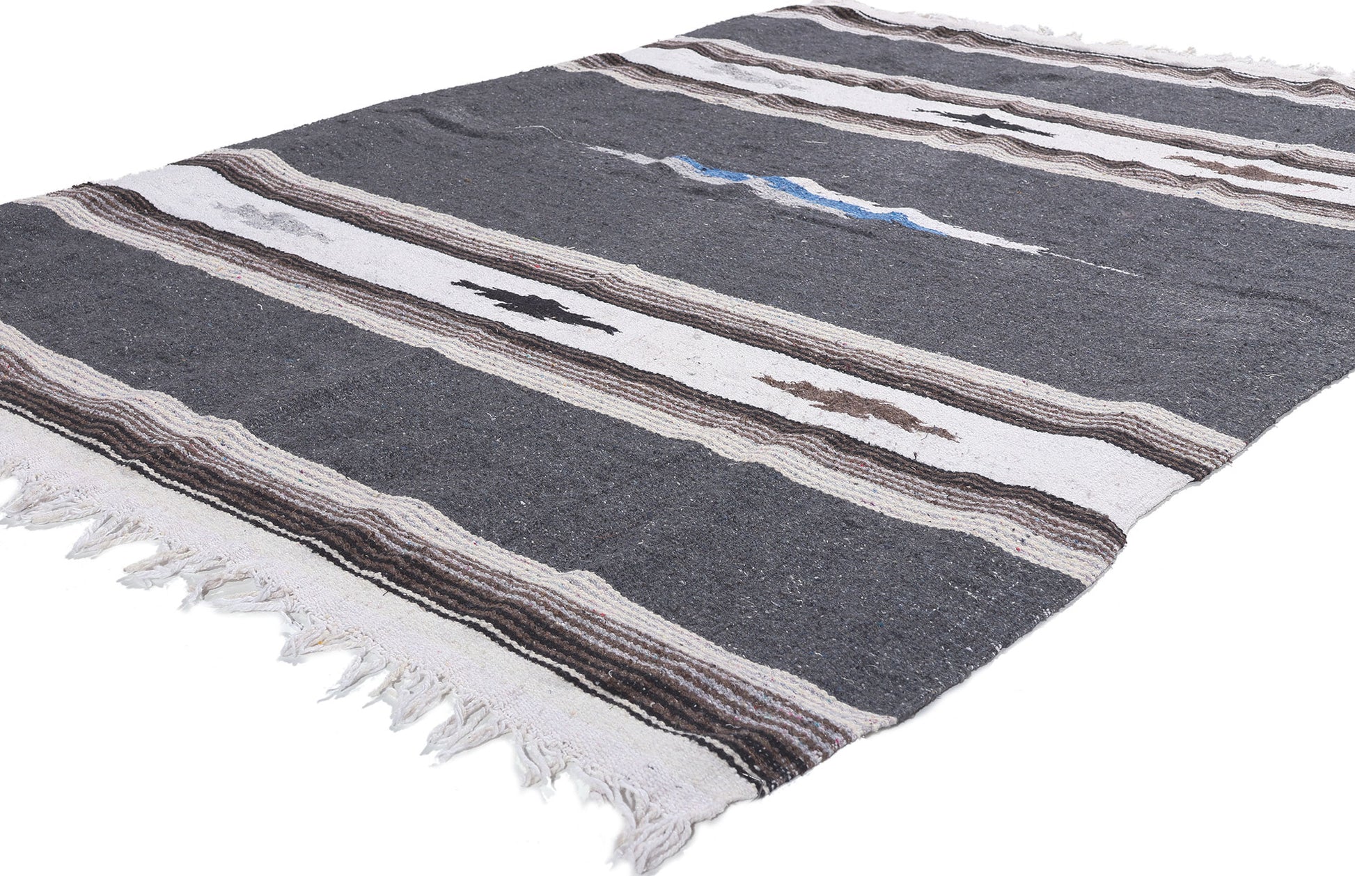 4 x 6 Vintage Mexican Serape Kilim Rug 78551
