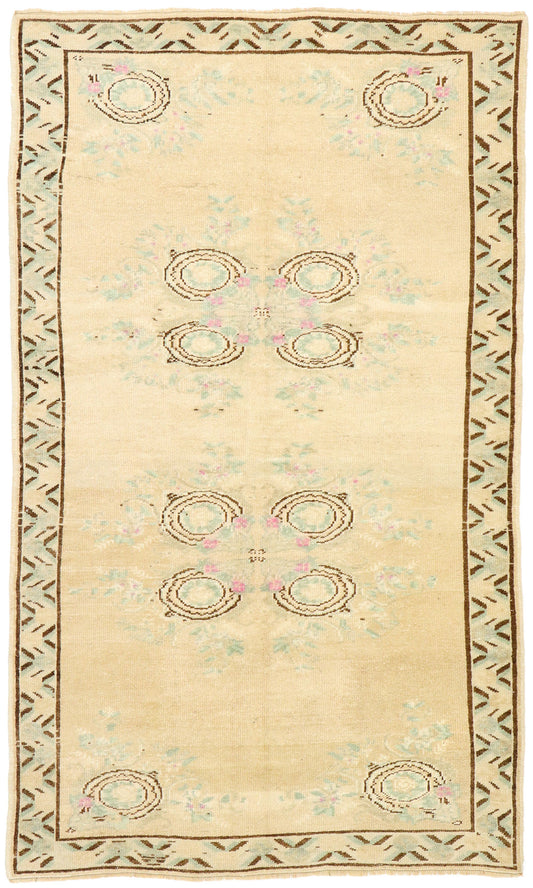 4 x 6 Vintage Turkish Oushak Rug 52984