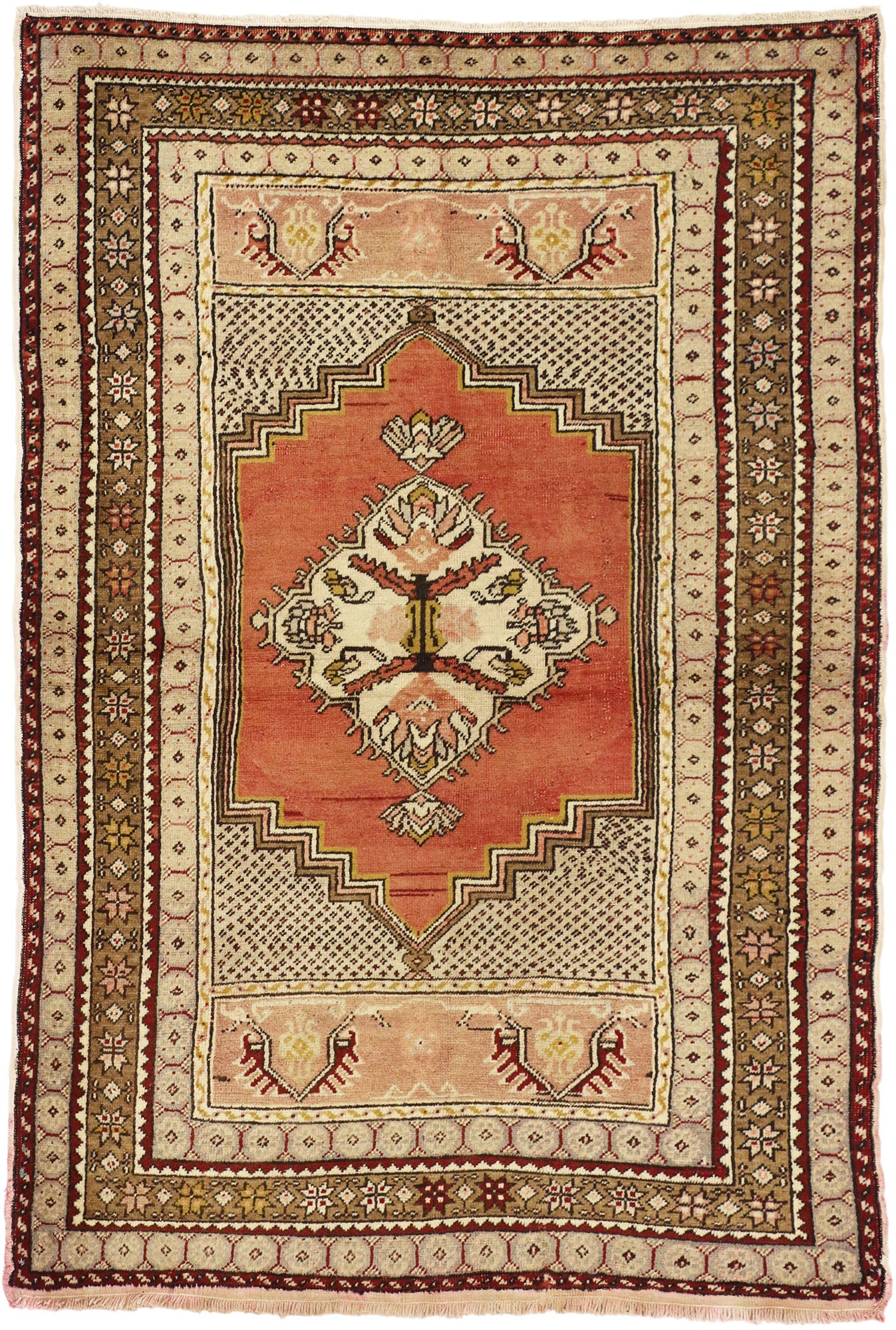 4 x 6 Vintage Turkish Oushak Rug 73847