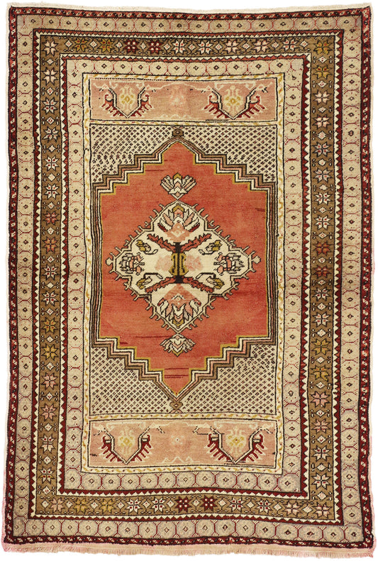 4 x 6 Vintage Turkish Oushak Rug 73847