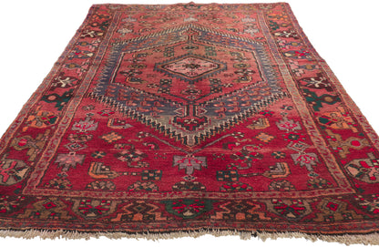 4 x 7 Antique Red Persian Hamadan Rug 21692