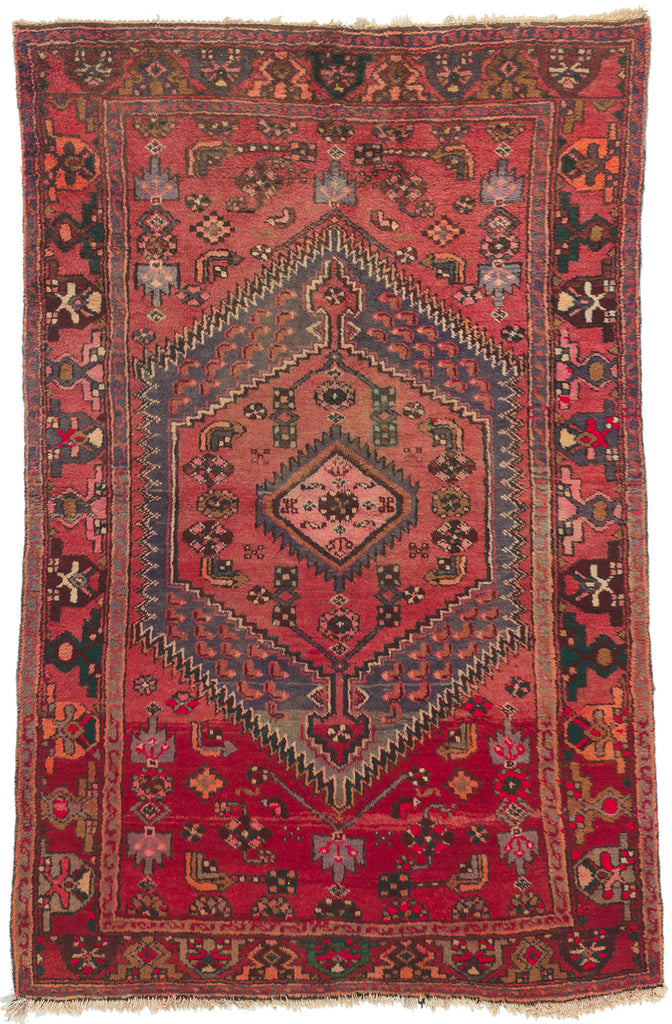 4 x 7 Antique Red Persian Hamadan Rug 21692