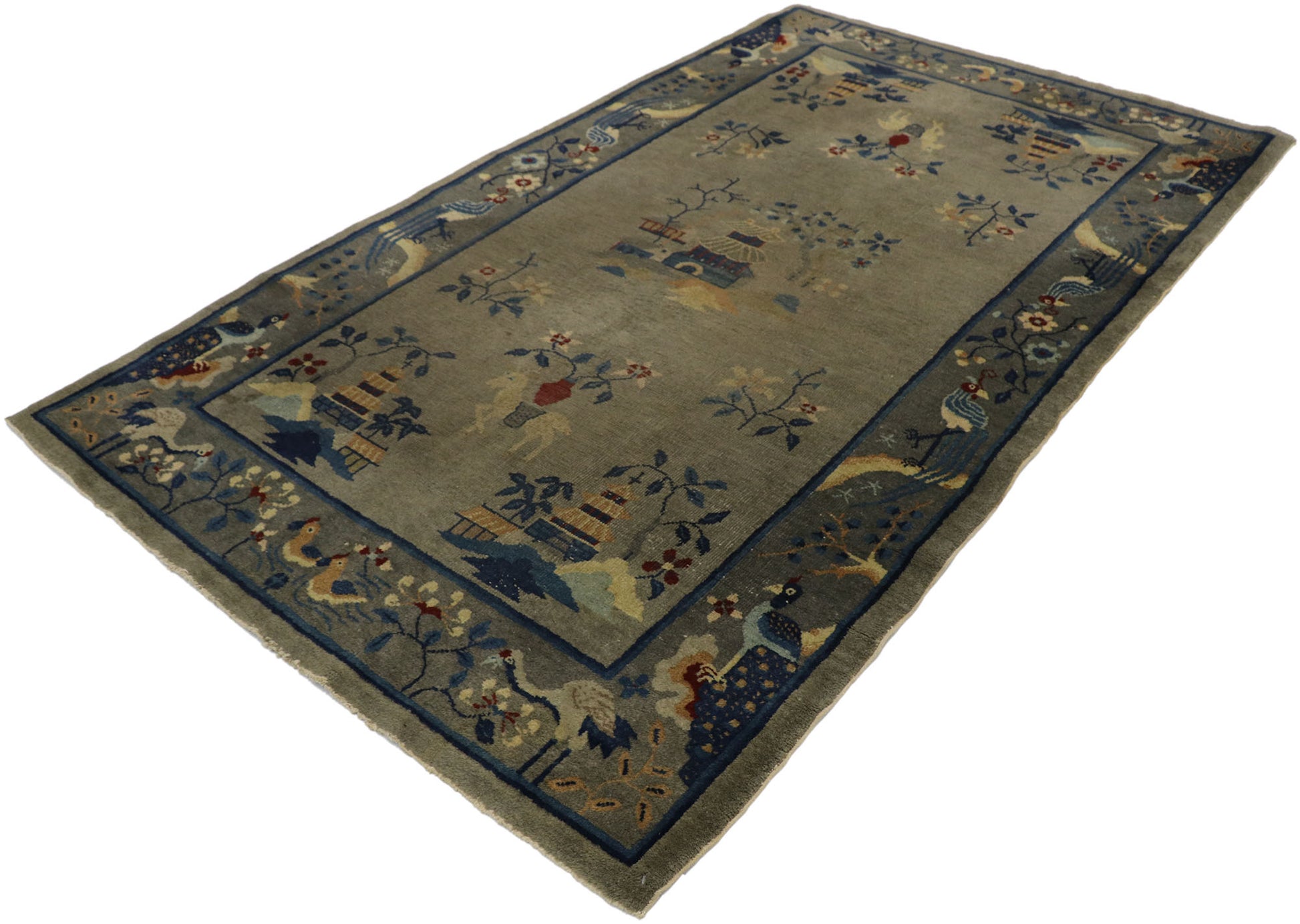 4 x 7 Antique Chinese Art Deco Pictorial Rug 77557