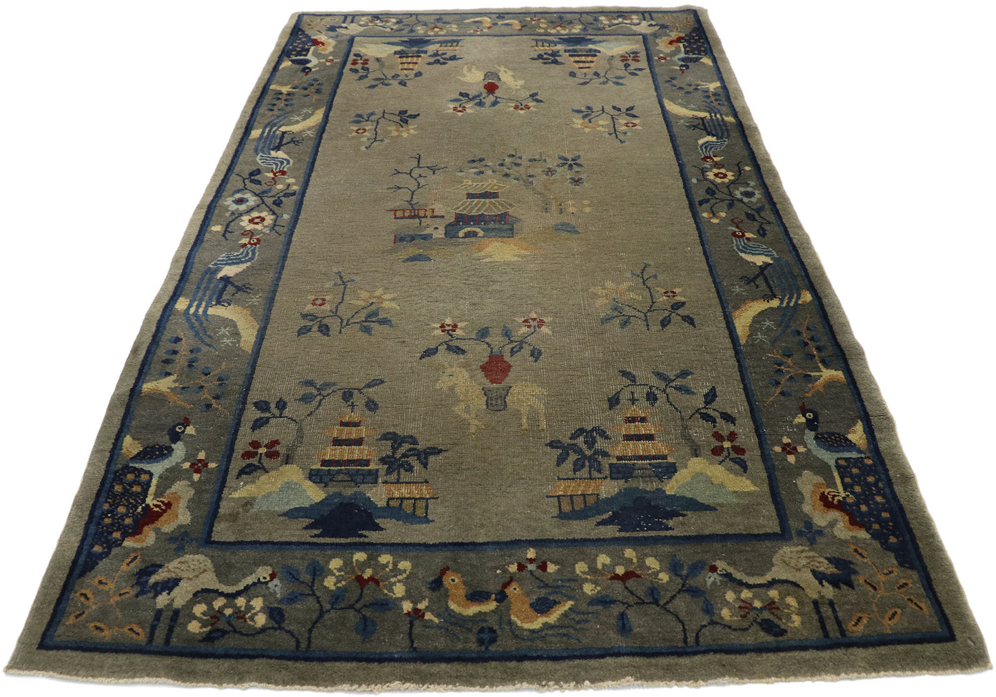 4 x 7 Antique Chinese Art Deco Pictorial Rug 77557