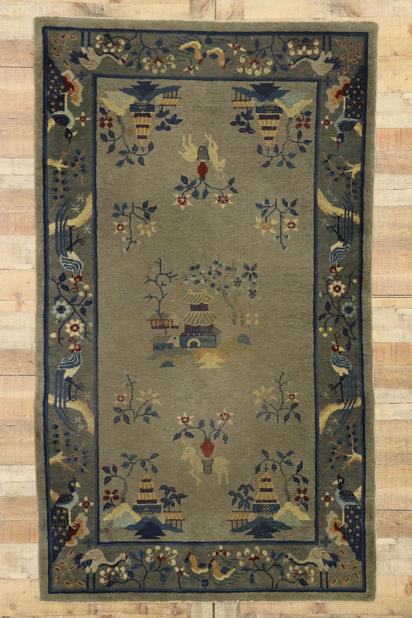 4 x 7 Antique Chinese Art Deco Pictorial Rug 77557