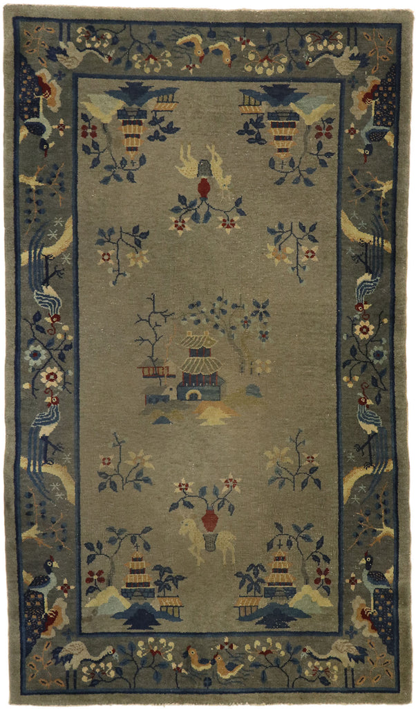 4 x 7 Antique Chinese Art Deco Pictorial Rug 77557