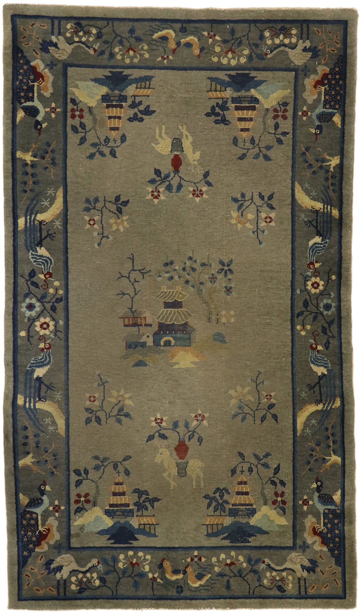 4 x 7 Antique Chinese Art Deco Pictorial Rug 77557