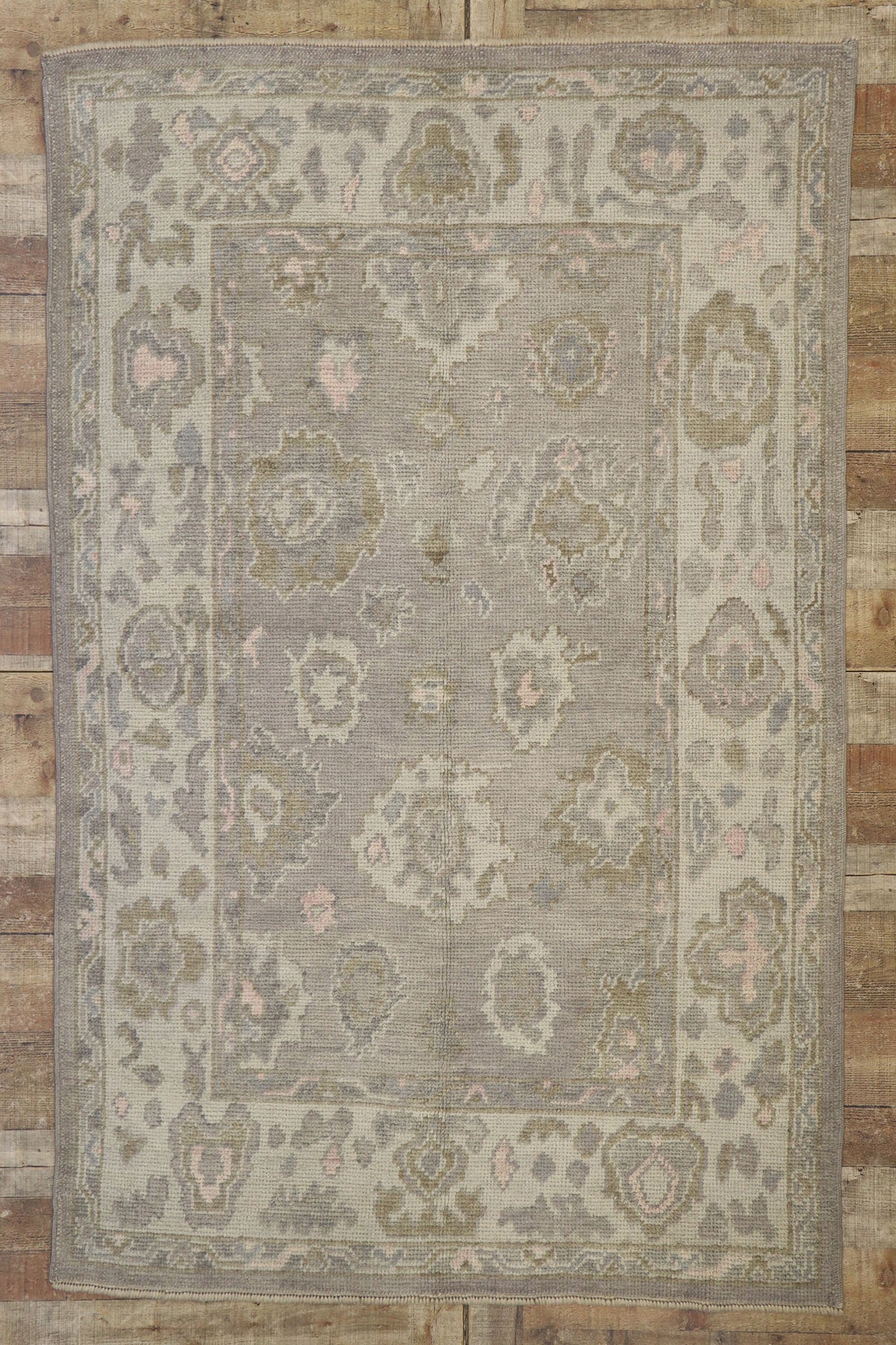 4 x 7 Earth-Tone Turkish Oushak Rug 53597