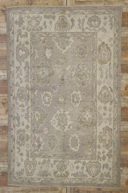 4 x 7 Earth-Tone Turkish Oushak Rug 53597