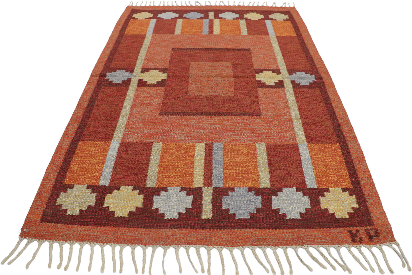 4 x 7 Kerstin Persson Vintage Swedish Rollakan Rug 74942