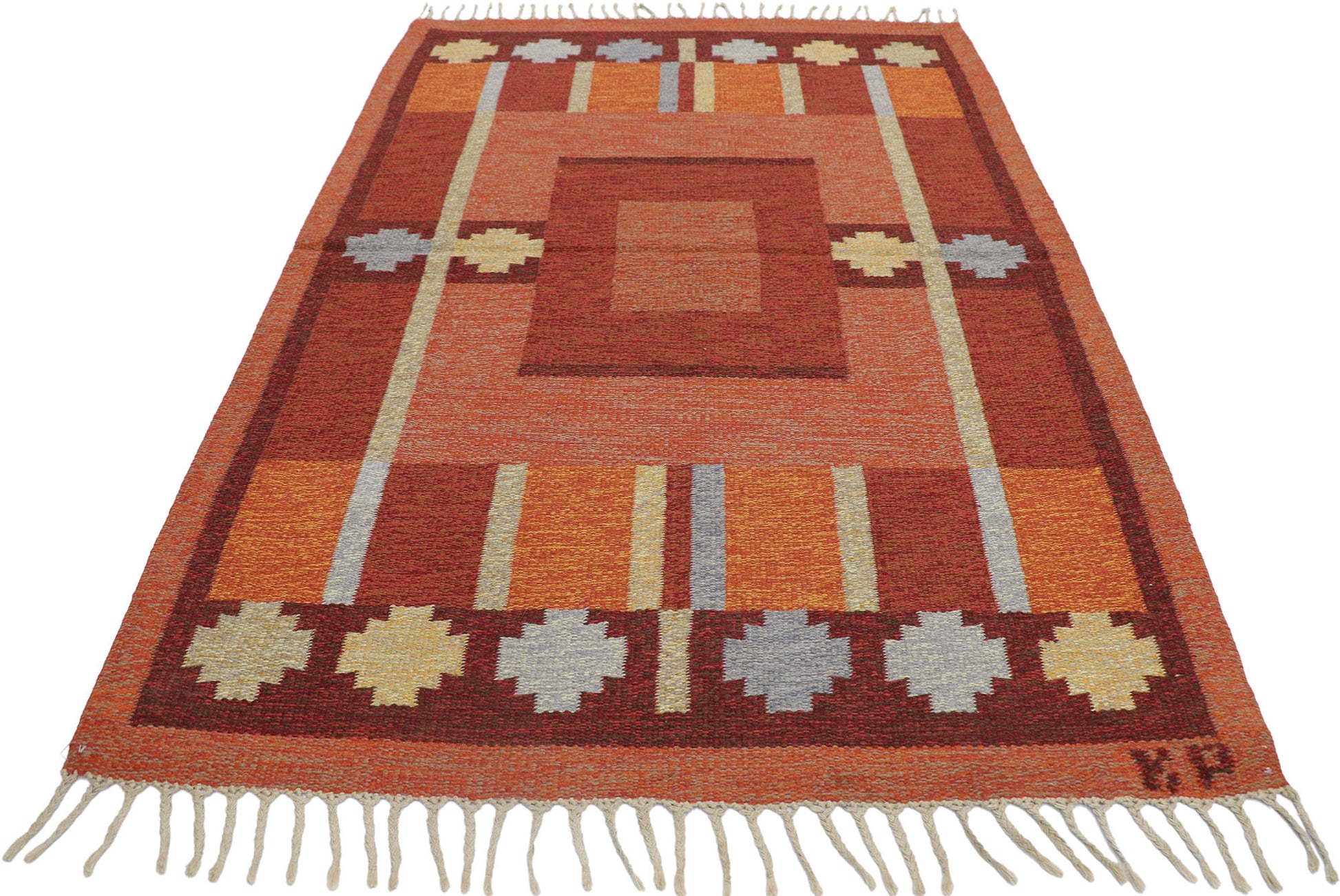 4 x 7 Kerstin Persson Vintage Swedish Rollakan Rug 74942
