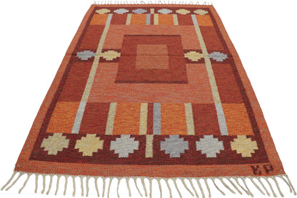 4 x 7 Kerstin Persson Vintage Swedish Rollakan Rug 74942