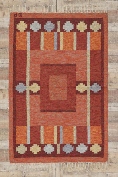4 x 7 Kerstin Persson Vintage Swedish Rollakan Rug 74942