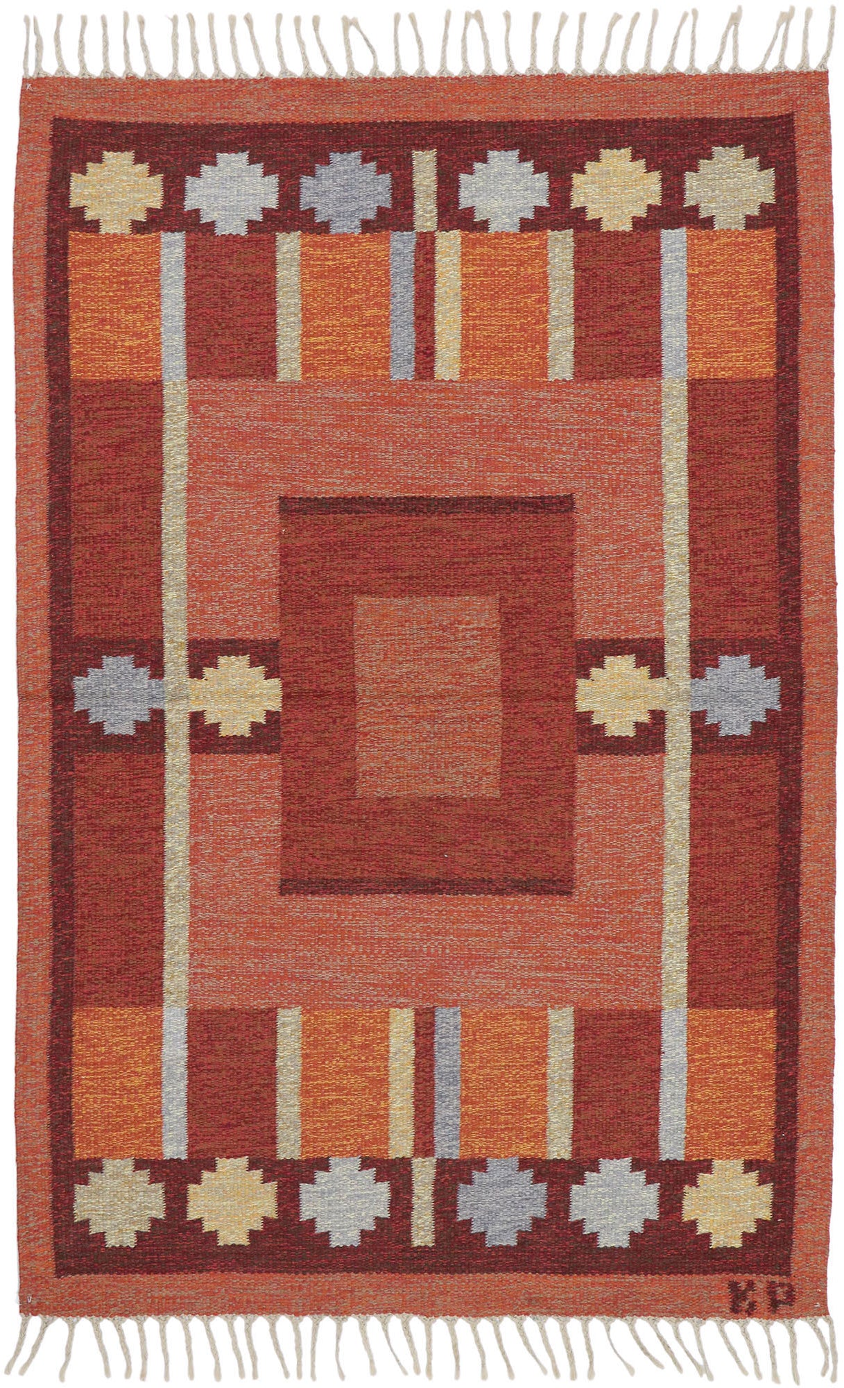 4 x 7 Kerstin Persson Vintage Swedish Rollakan Rug 74942