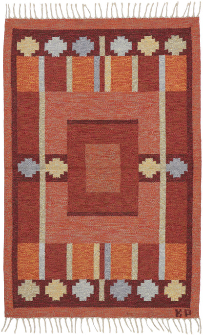4 x 7 Kerstin Persson Vintage Swedish Rollakan Rug 74942