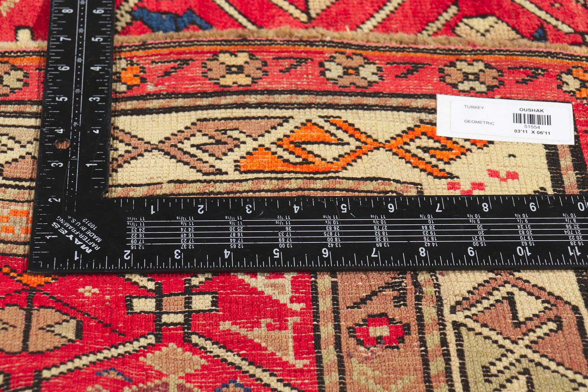 4 x 7 Vintage Red Turkish Oushak Rug 51554