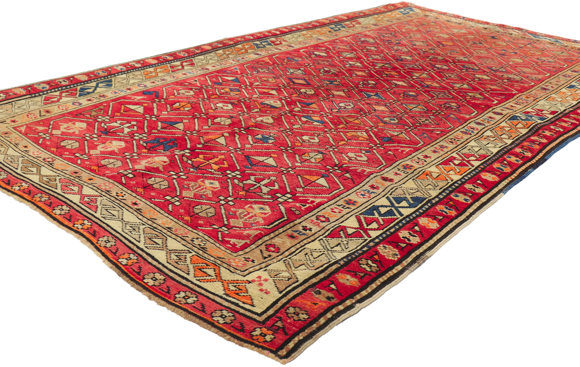4 x 7 Vintage Red Turkish Oushak Rug 51554