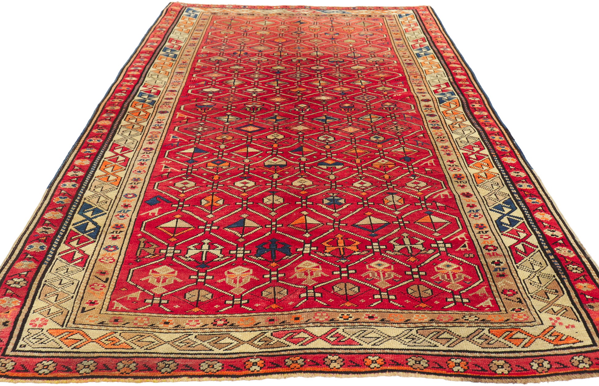 4 x 7 Vintage Red Turkish Oushak Rug 51554