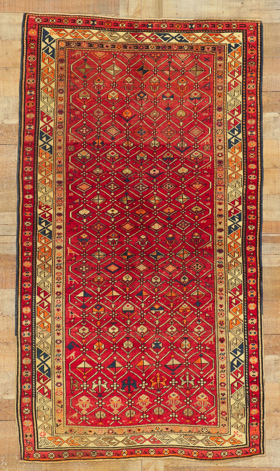 4 x 7 Vintage Red Turkish Oushak Rug 51554