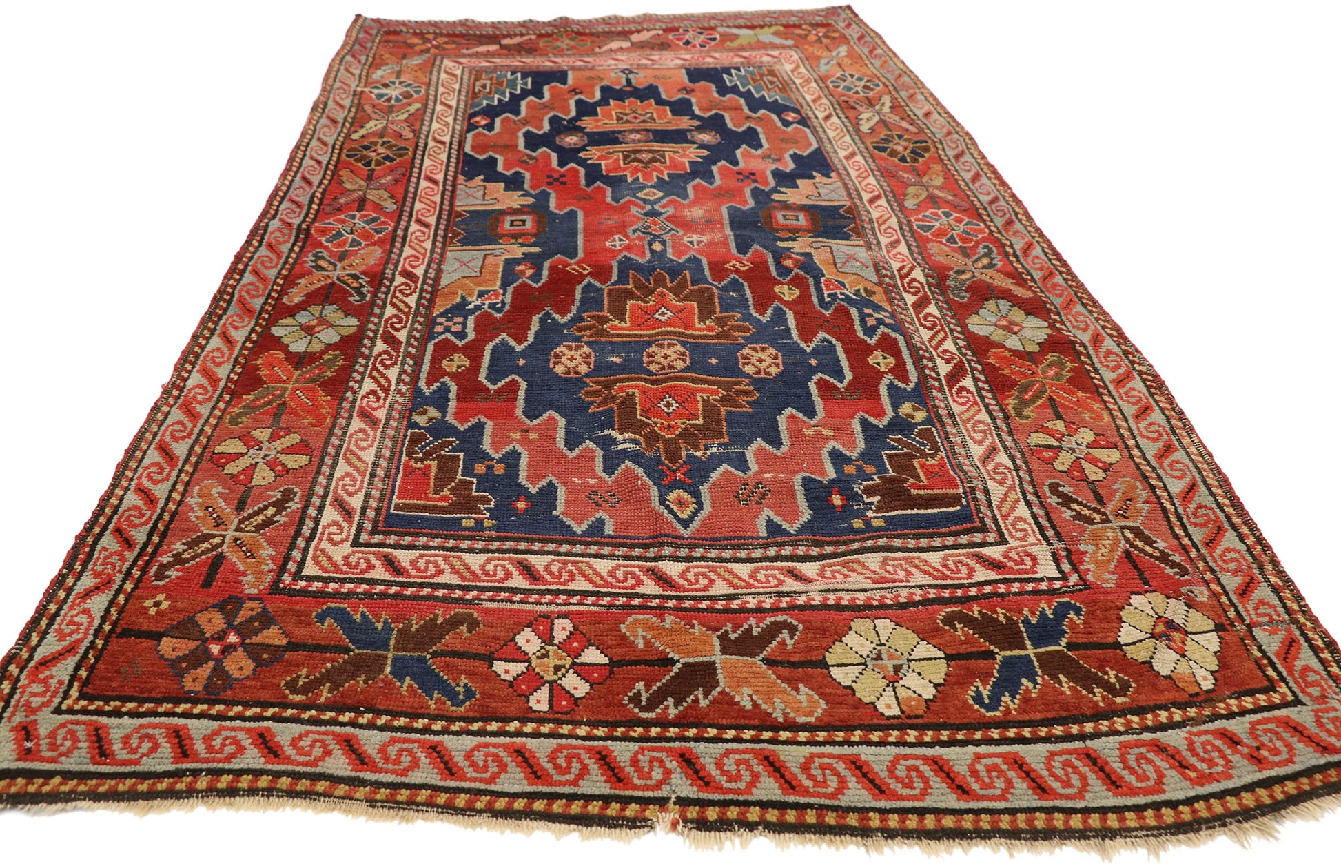 4 x 8 Antique Caucasian Kazak Rug 73080