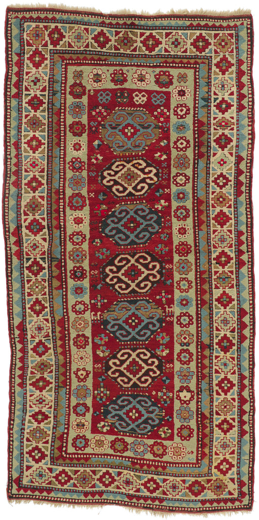 4 x 9 Antique Caucasian Kazak Rug 74292
