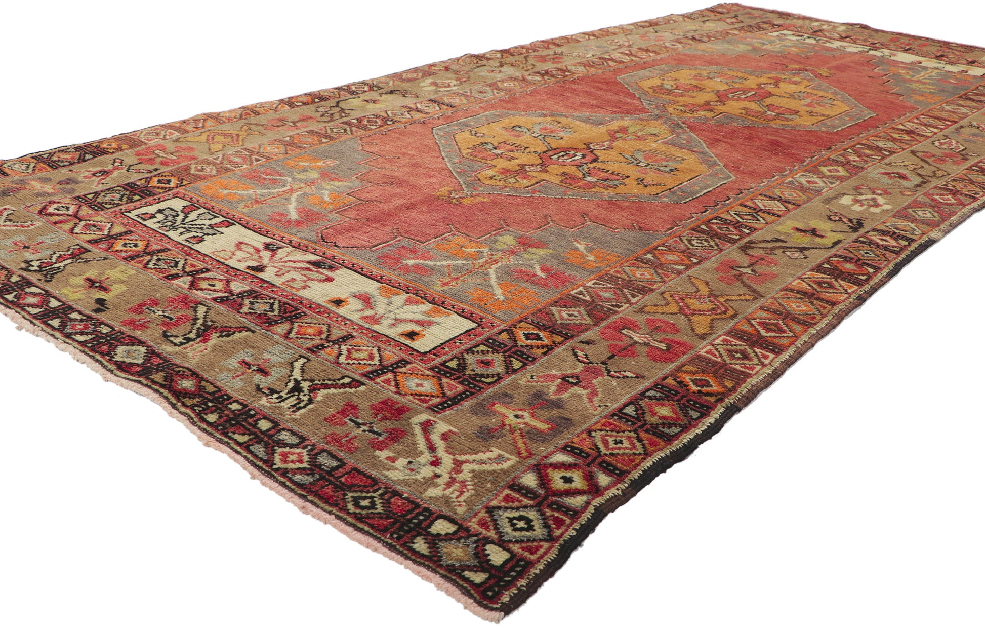 4 x 9 Vintage Turkish Oushak Rug 50068