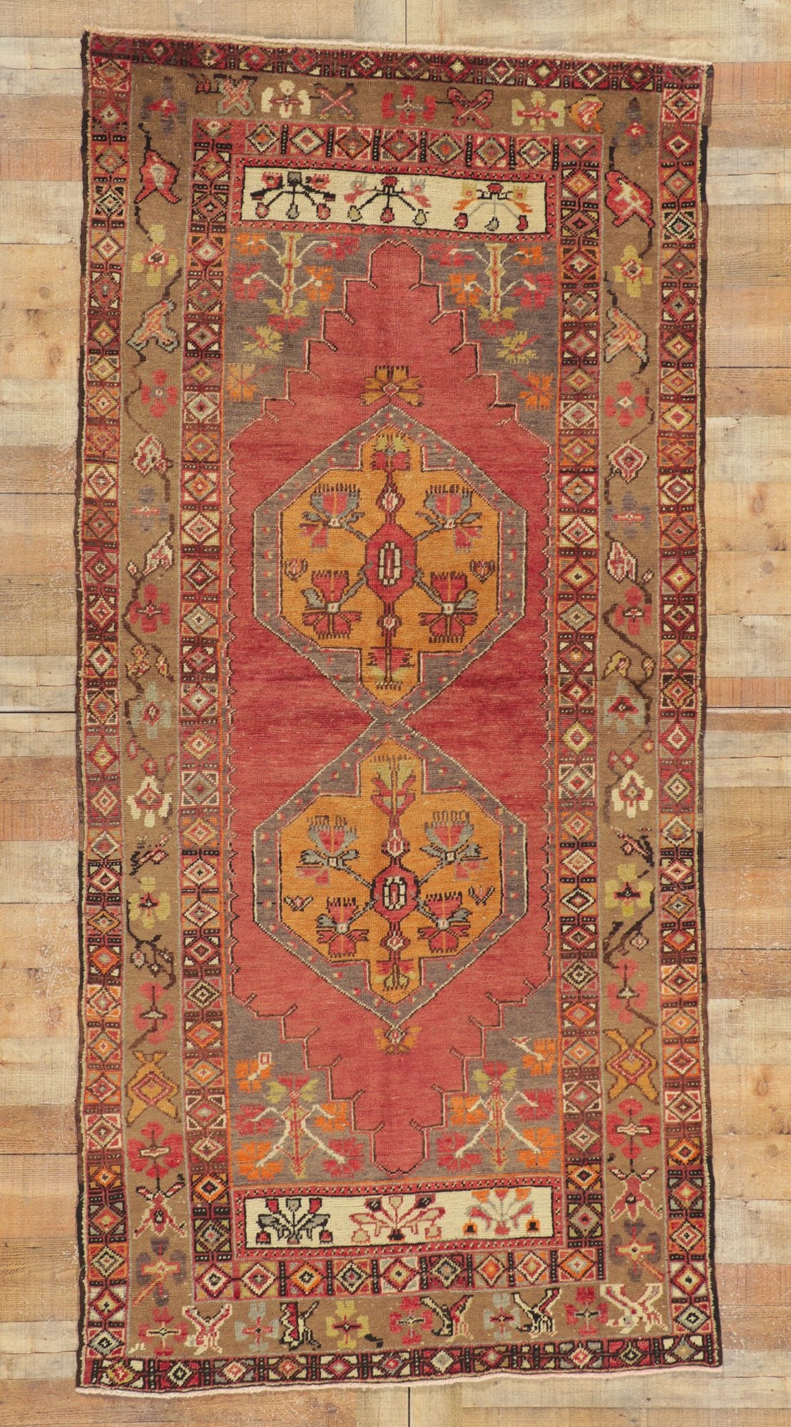 4 x 9 Vintage Turkish Oushak Rug 50068