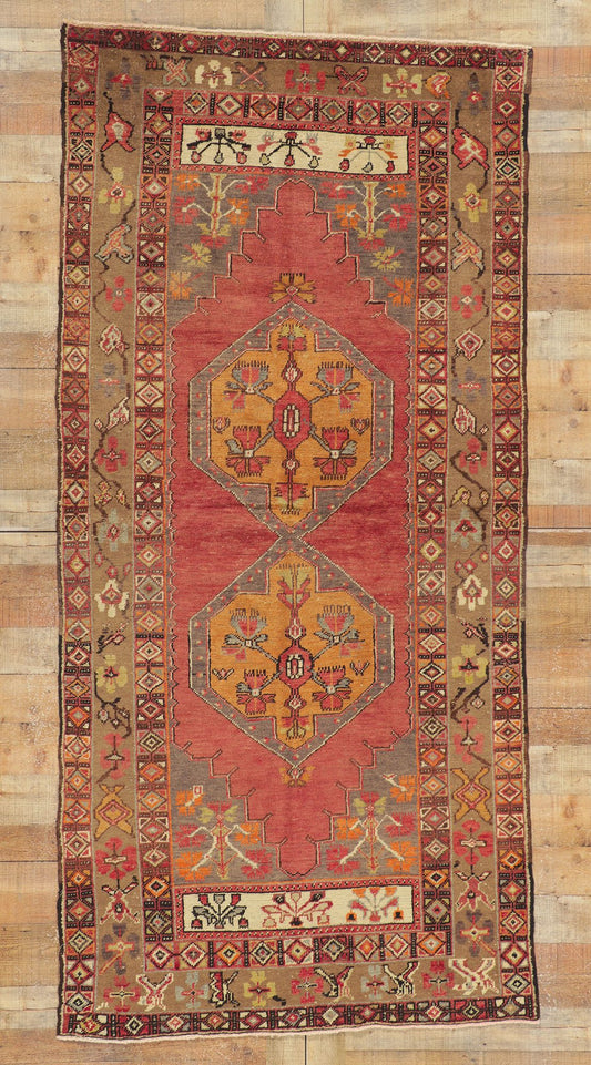 4 x 9 Vintage Turkish Oushak Rug 50068