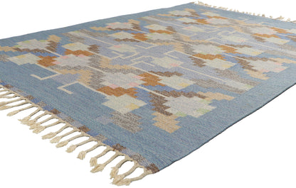 5 x 7 Vintage Swedish Kilim Rollakan Rug 78497