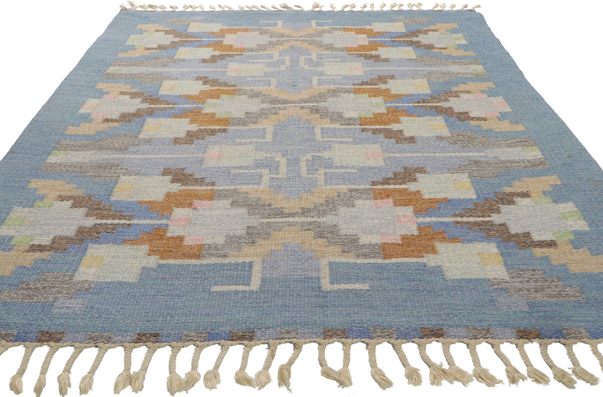 5 x 7 Vintage Swedish Kilim Rollakan Rug 78497