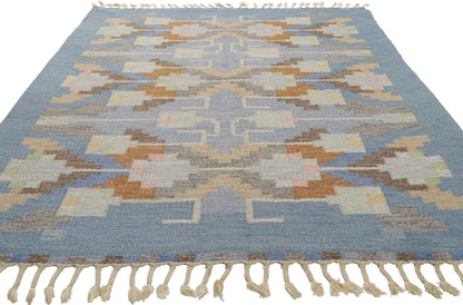 5 x 7 Vintage Swedish Kilim Rollakan Rug 78497