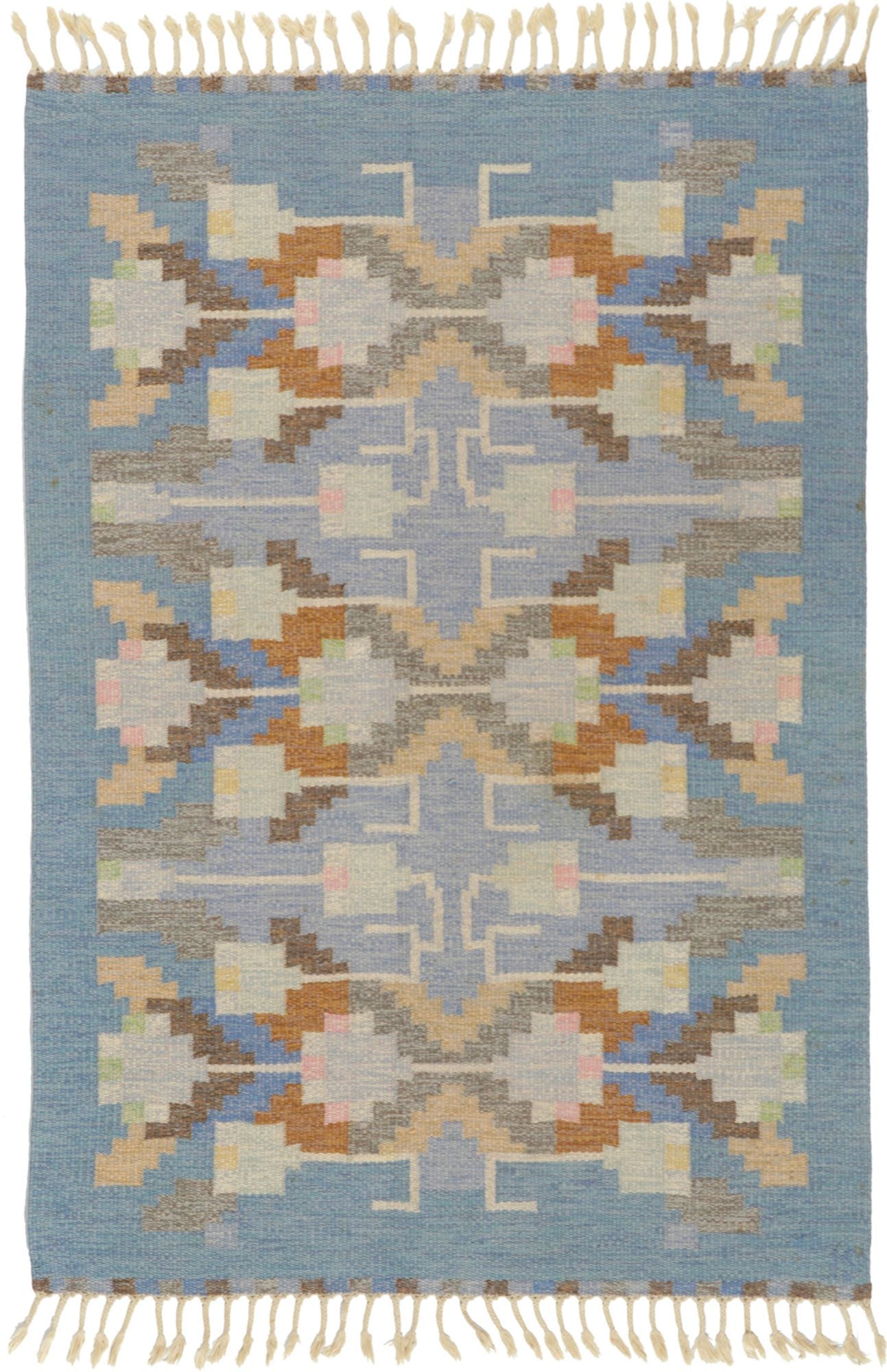 5 x 7 Vintage Swedish Kilim Rollakan Rug 78497