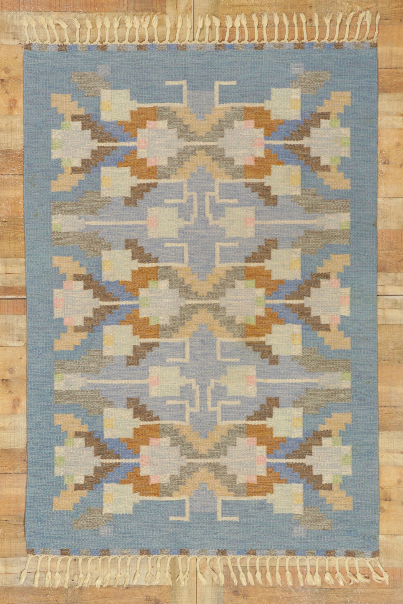 5 x 7 Vintage Swedish Kilim Rollakan Rug 78497
