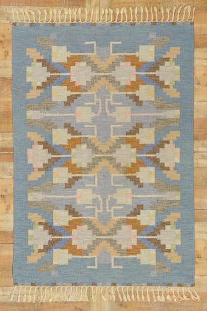 5 x 7 Vintage Swedish Kilim Rollakan Rug 78497