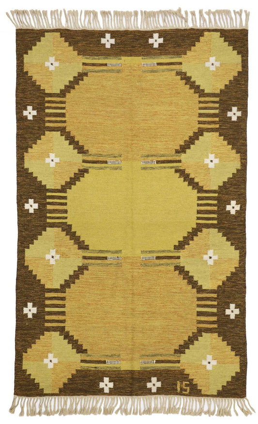 5 x 8 Ingegerd Silow Vintage Swedish Rollakan Rug 77034