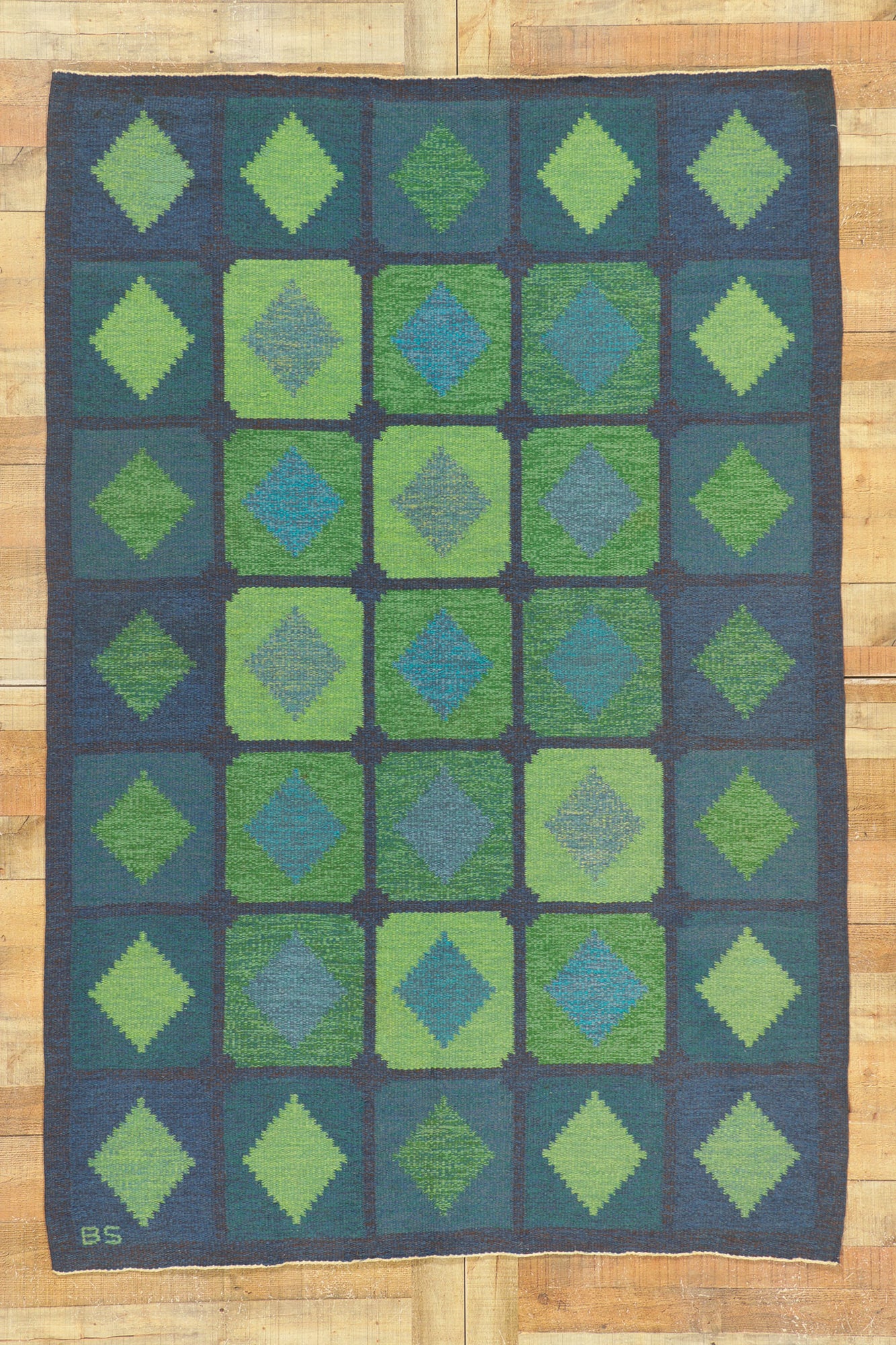 5 x 8 Brita Svefors Vintage Swedish Rollakan Rug 78493