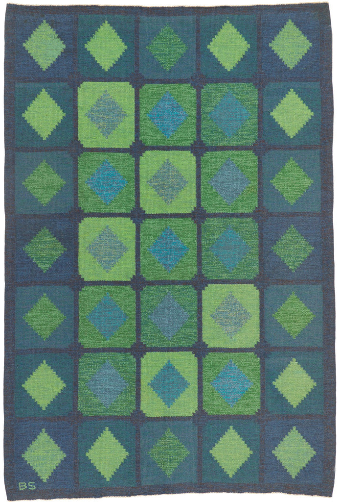 5 x 8 Brita Svefors Vintage Swedish Rollakan Rug 78493