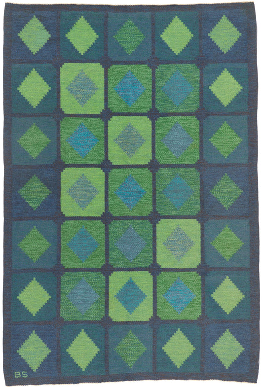5 x 8 Brita Svefors Vintage Swedish Rollakan Rug 78493