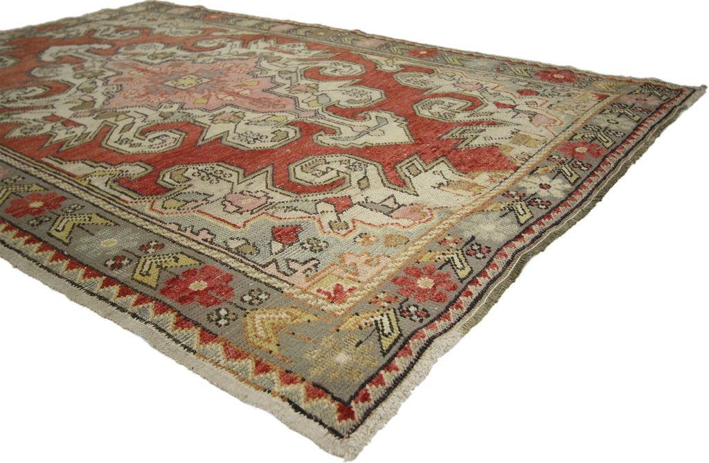 4 x 6 Vintage Turkish Oushak Rug 50057