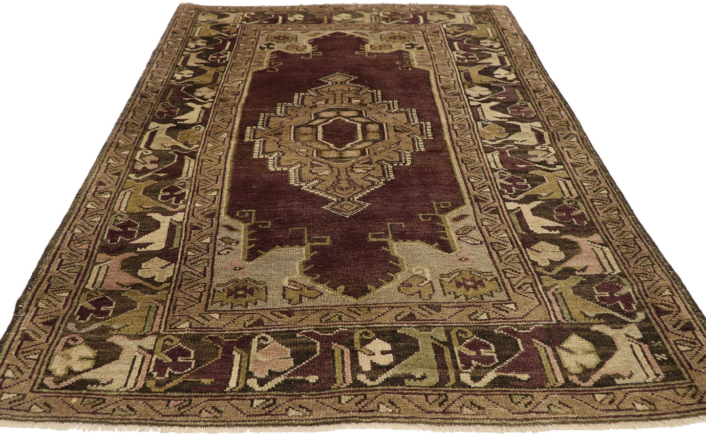 4 x 6 Vintage Turkish Oushak Rug 50112