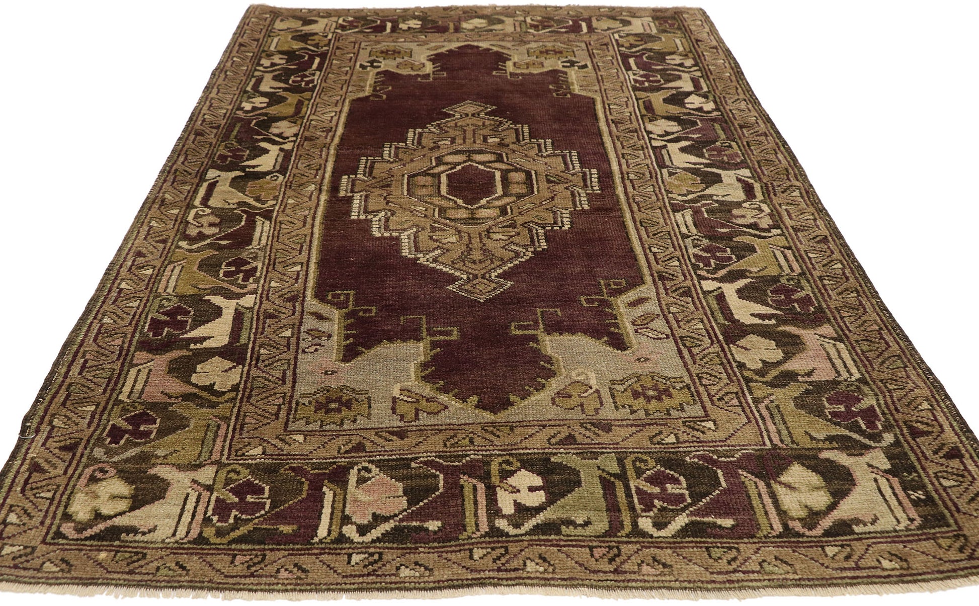 4 x 6 Vintage Turkish Oushak Rug 50112
